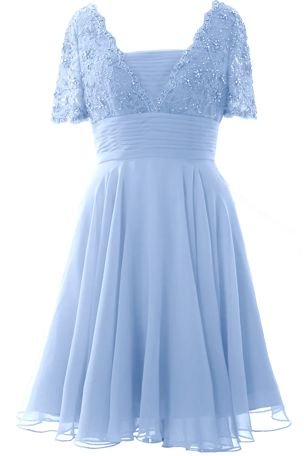 MACloth Women Mother of Bride Dress Short Sleeves Lace Wedding Party Formal Gown