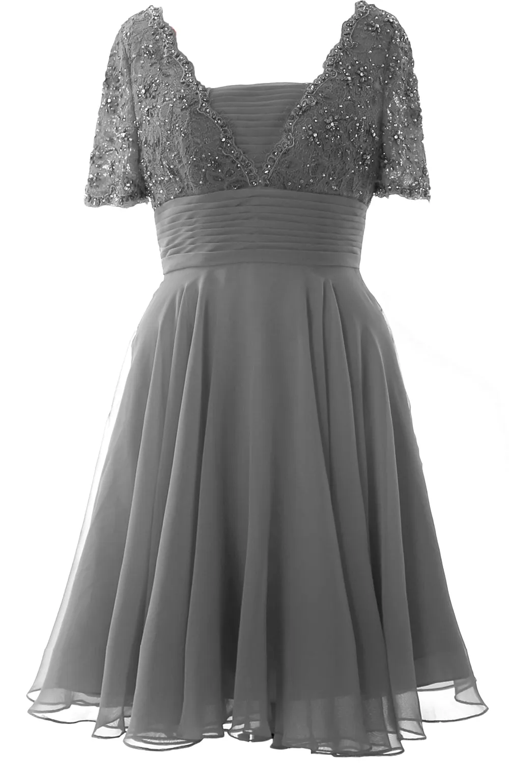MACloth Women Mother of Bride Dress Short Sleeves Lace Wedding Party Formal Gown
