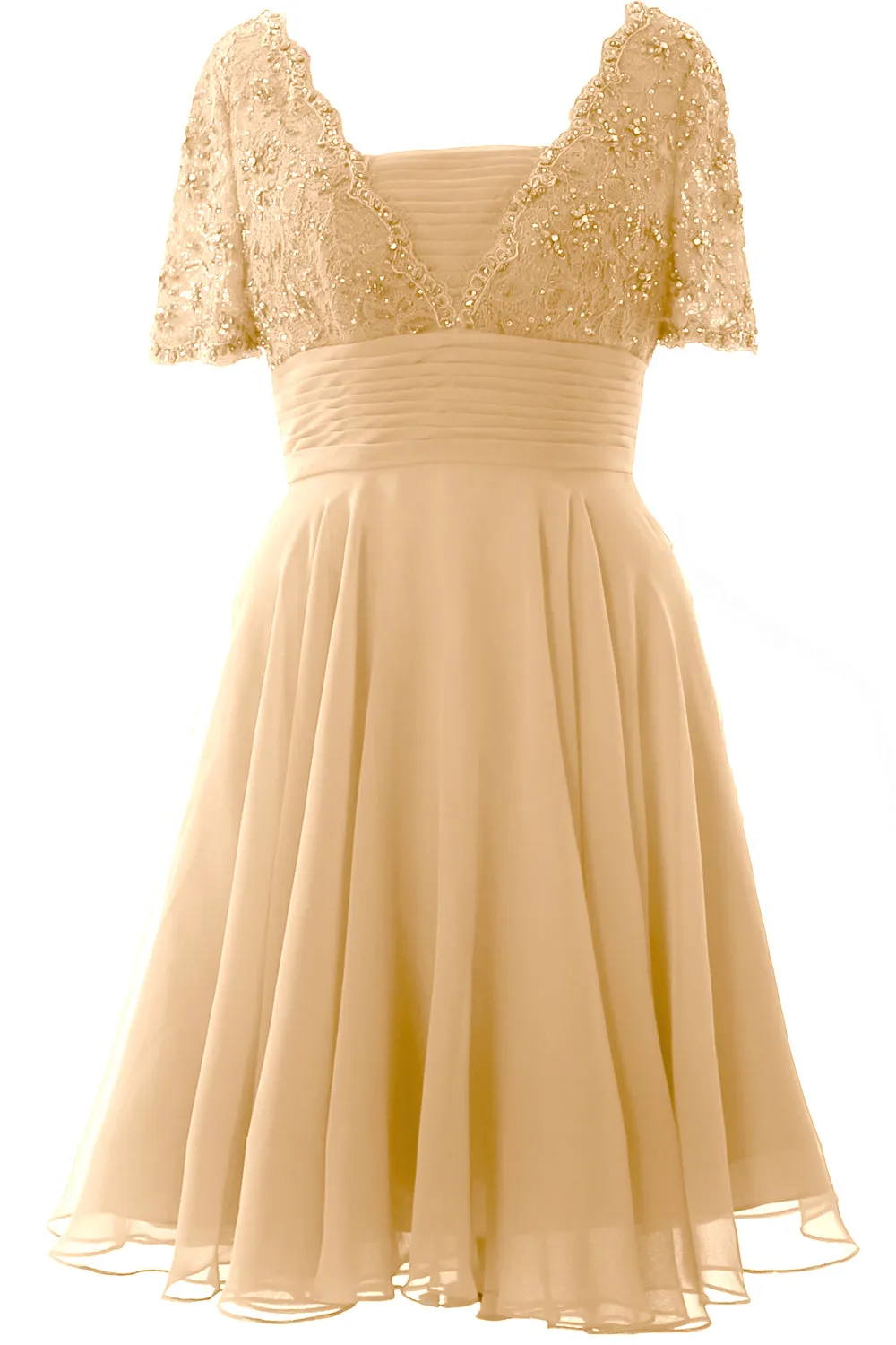MACloth Women Mother of Bride Dress Short Sleeves Lace Wedding Party Formal Gown