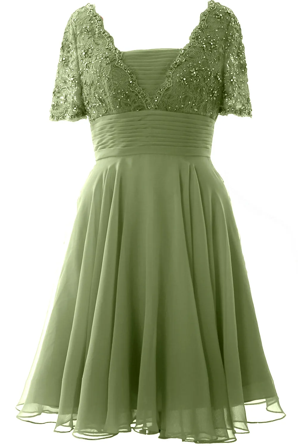 MACloth Women Mother of Bride Dress Short Sleeves Lace Wedding Party Formal Gown