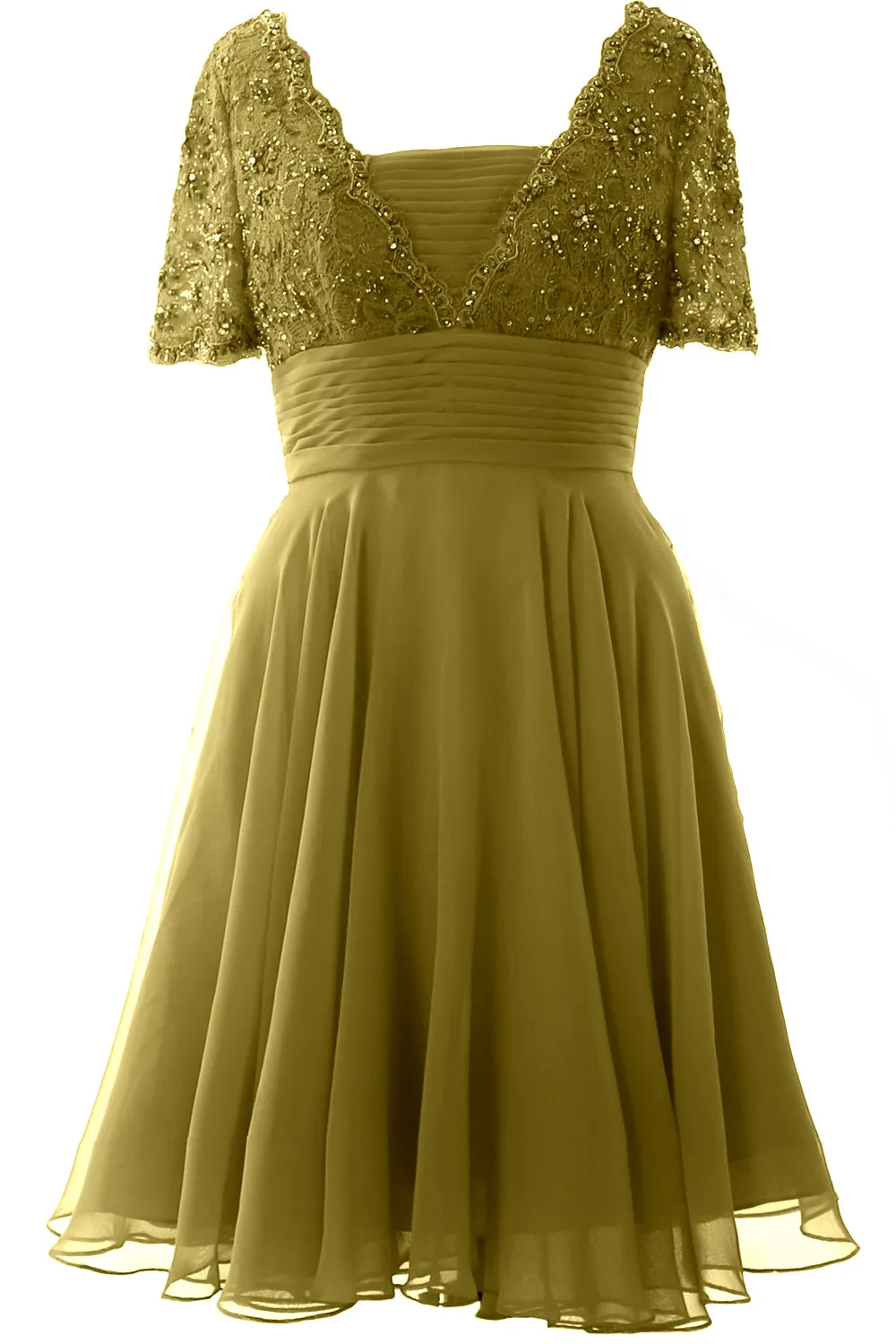 MACloth Women Mother of Bride Dress Short Sleeves Lace Wedding Party Formal Gown