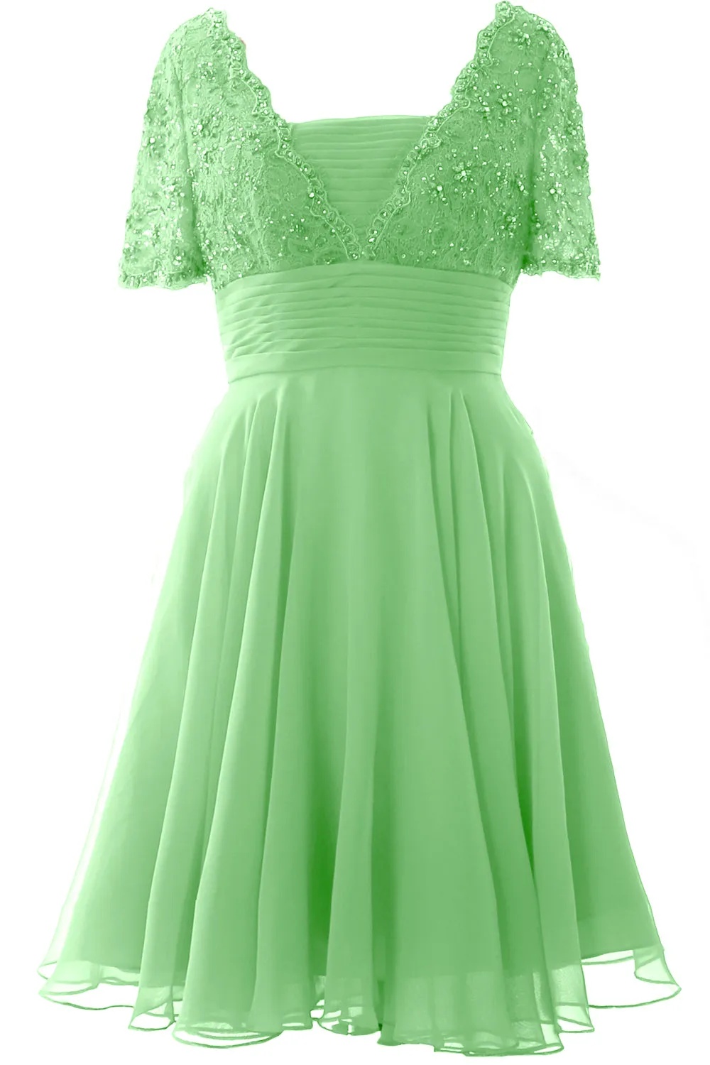 MACloth Women Mother of Bride Dress Short Sleeves Lace Wedding Party Formal Gown