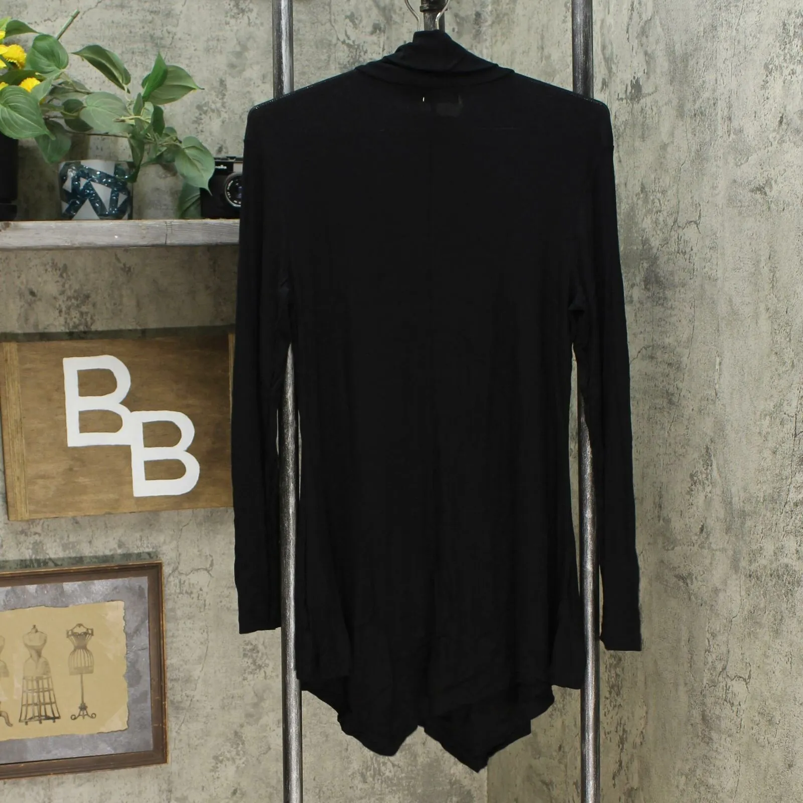 Made by Johnny Women's Turtleneck Tunic with Handkerchief Hem Black Large