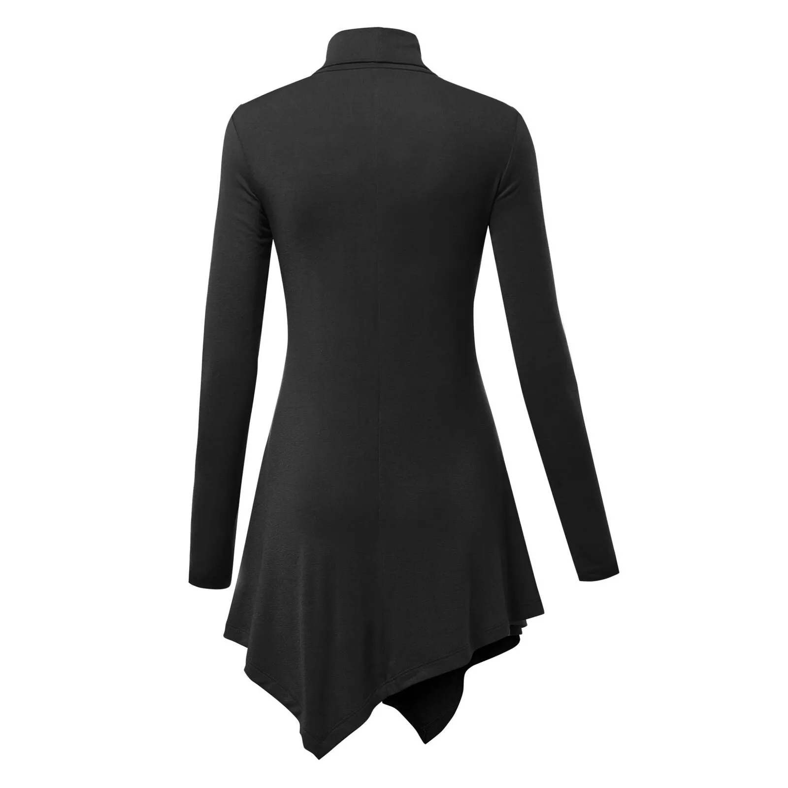 Made by Johnny Women's Turtleneck Tunic with Handkerchief Hem Black Large