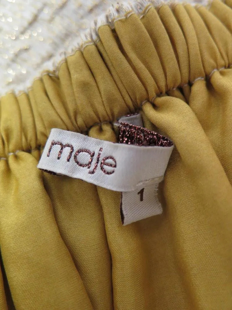 Maje Women's Skirt: Gold Cotton Blend Size 1, Pre-owned