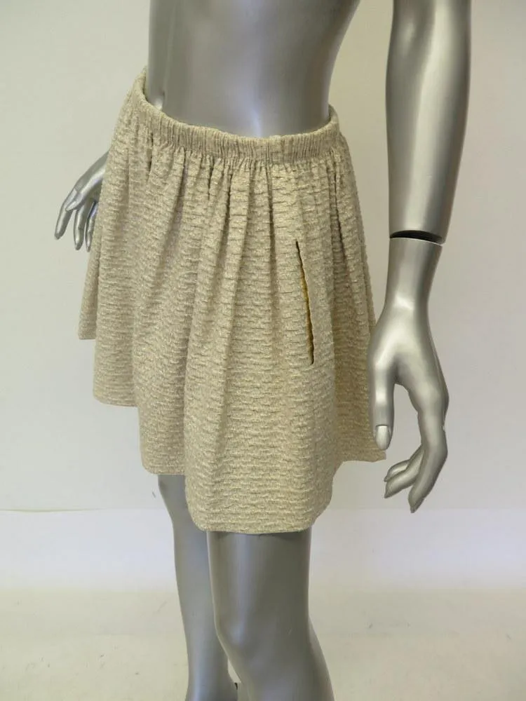 Maje Women's Skirt: Gold Cotton Blend Size 1, Pre-owned
