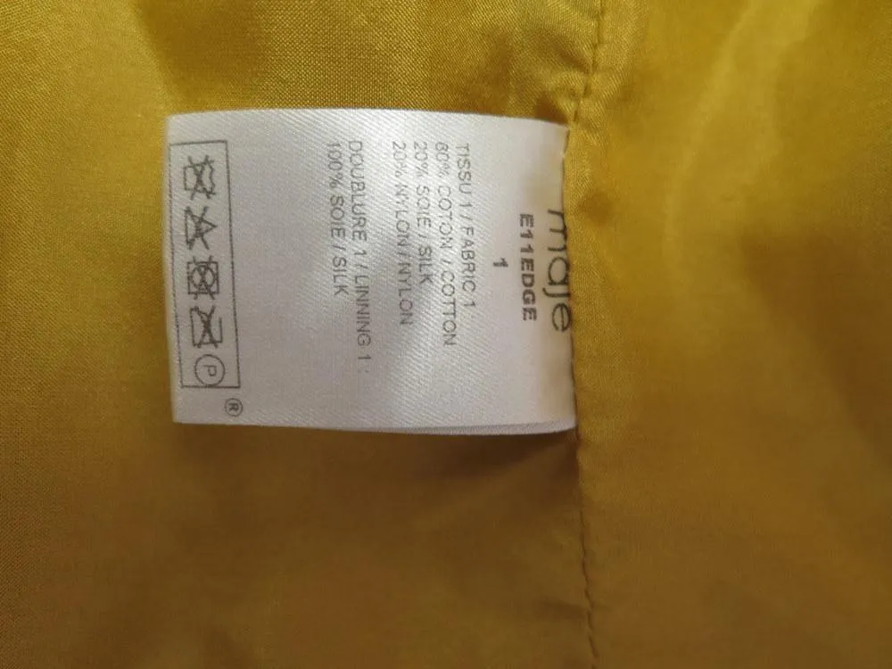 Maje Women's Skirt: Gold Cotton Blend Size 1, Pre-owned