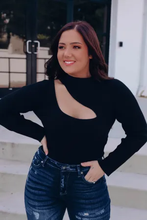 Mara One Shoulder Cutout Top - Black