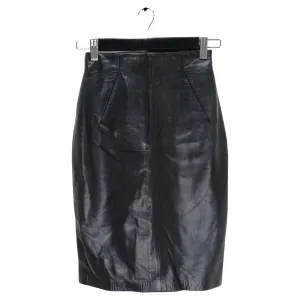 Michael Hoban 1980s Black Leather Pencil Skirt