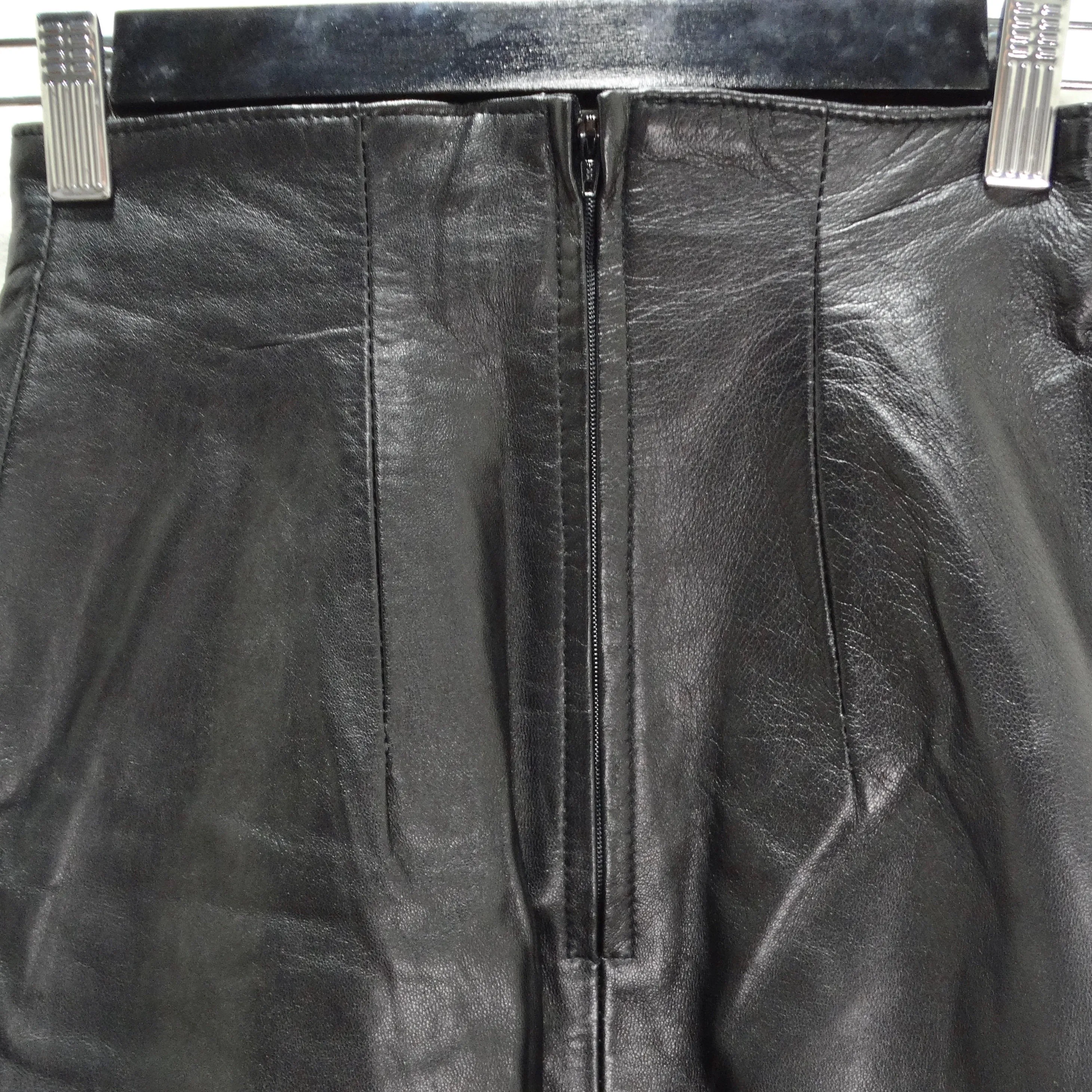 Michael Hoban 1980s Black Leather Pencil Skirt