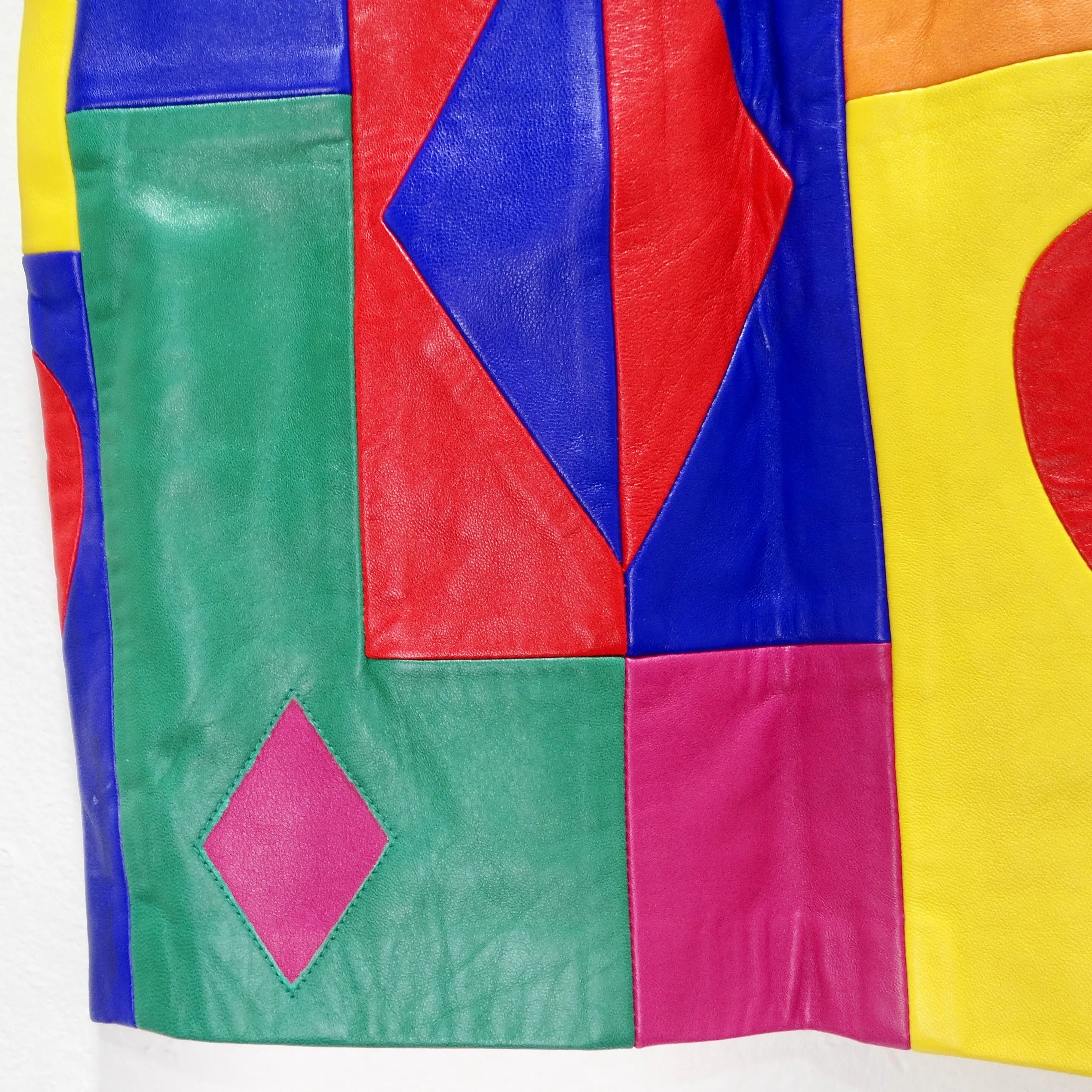 Michael Hoban 1980s Multicolor Leather Pencil Skirt