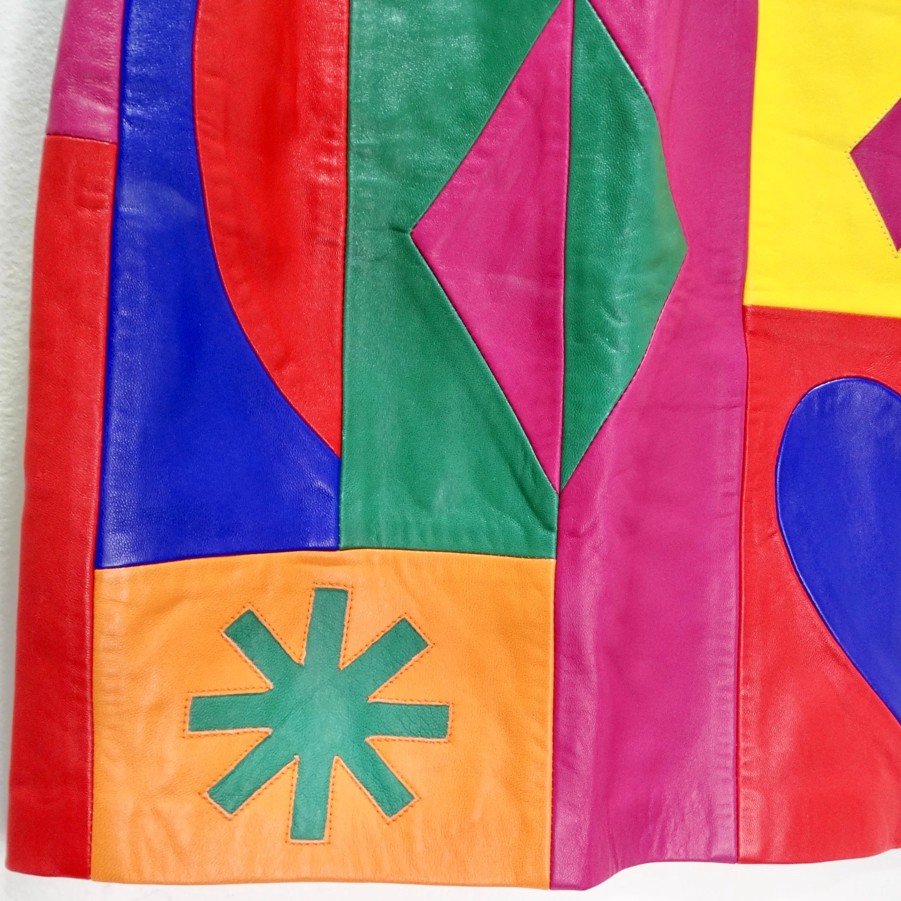 Michael Hoban 1980s Multicolor Leather Pencil Skirt