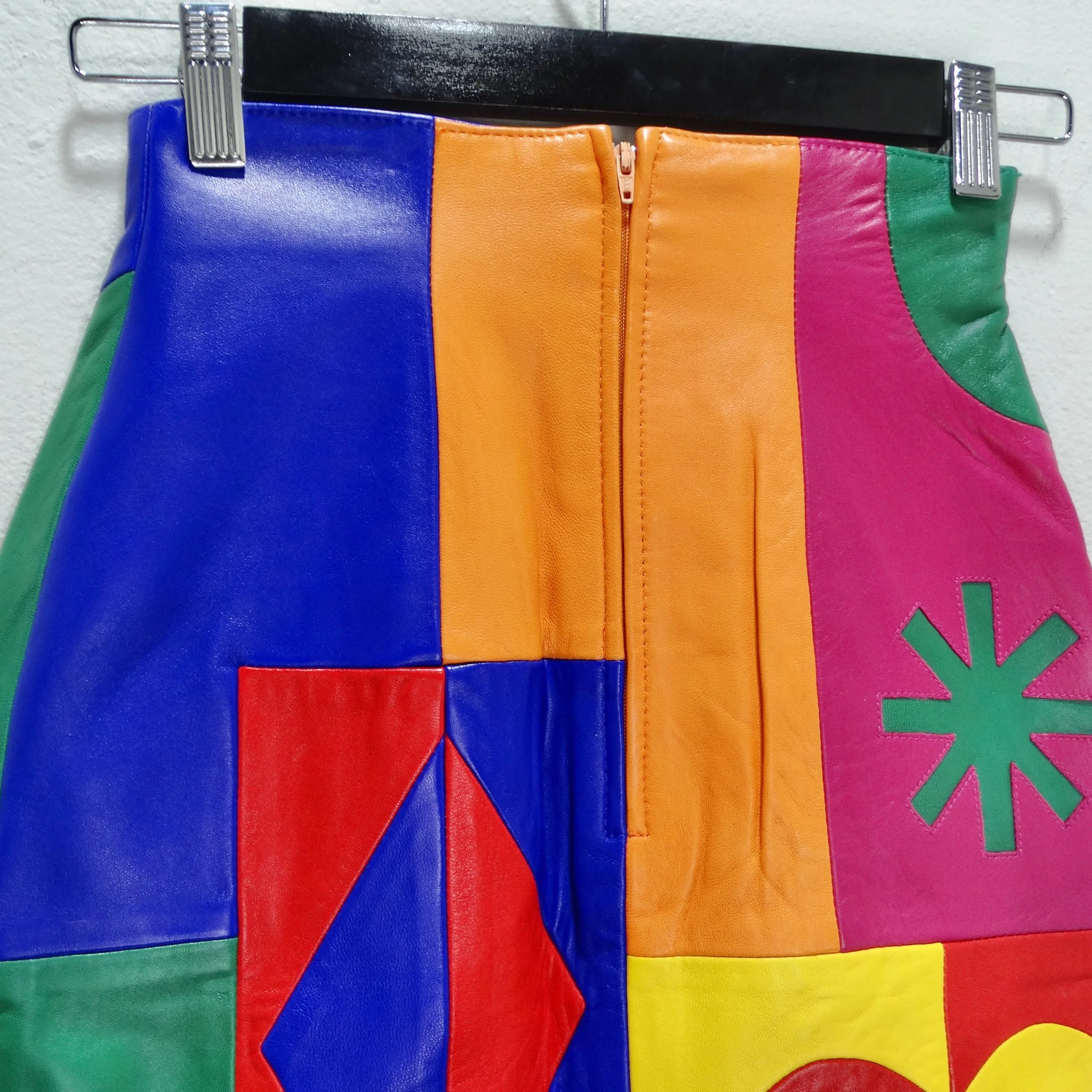 Michael Hoban 1980s Multicolor Leather Pencil Skirt