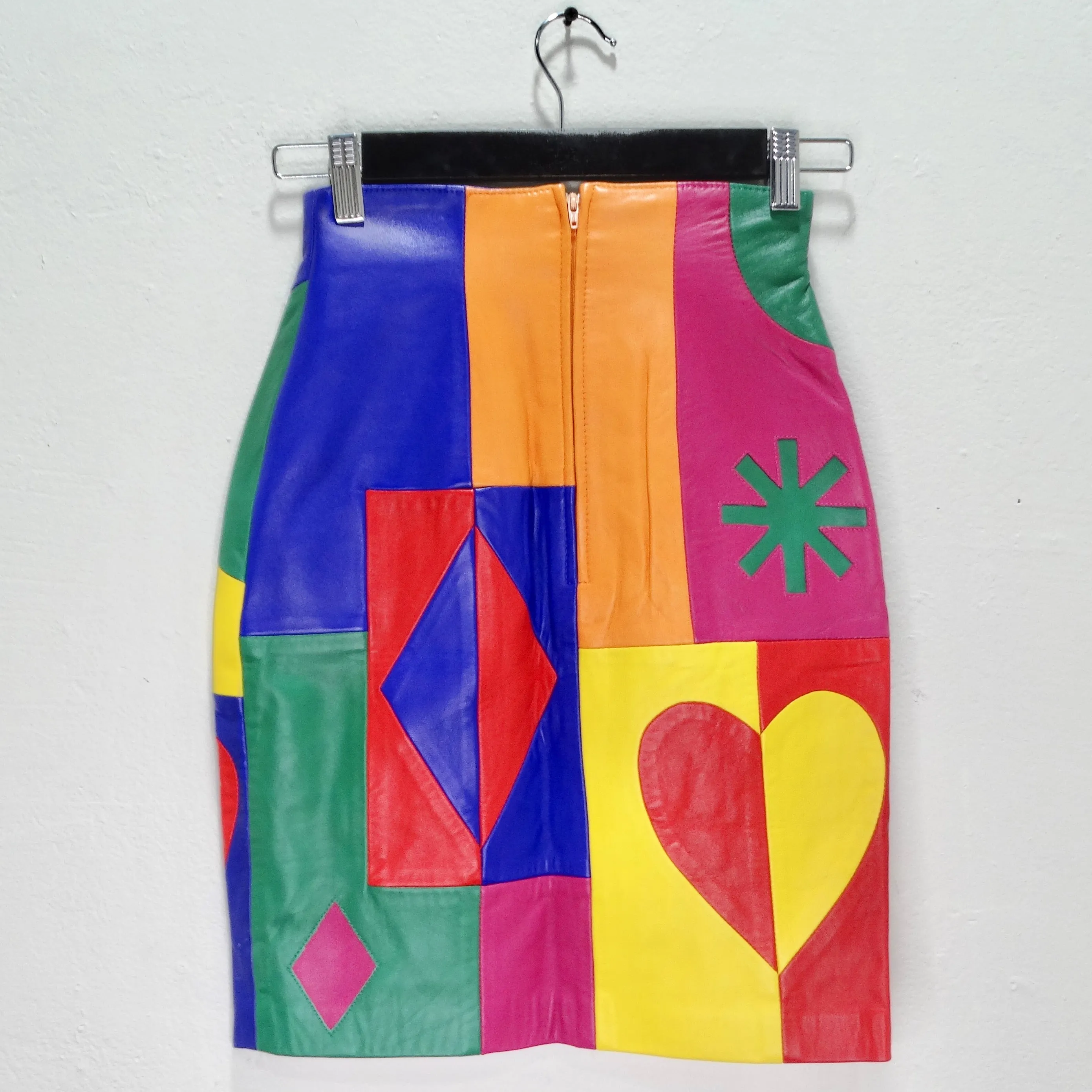 Michael Hoban 1980s Multicolor Leather Pencil Skirt