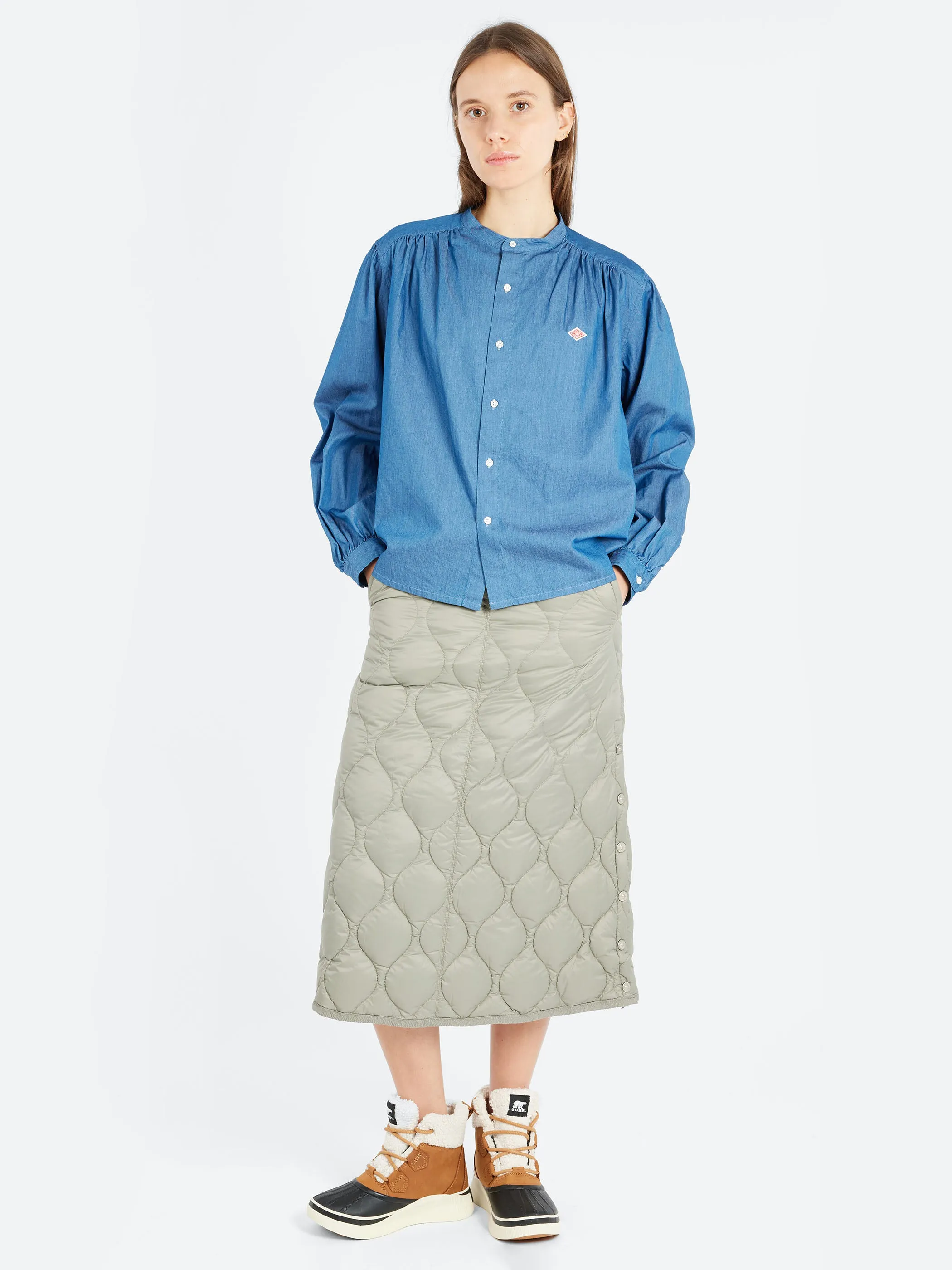Military Snap Button Down Skirt
