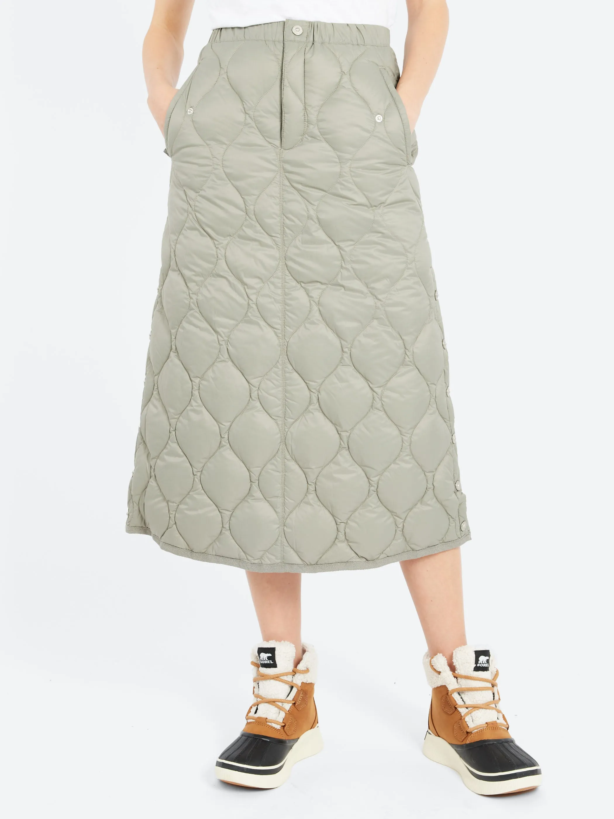 Military Snap Button Down Skirt