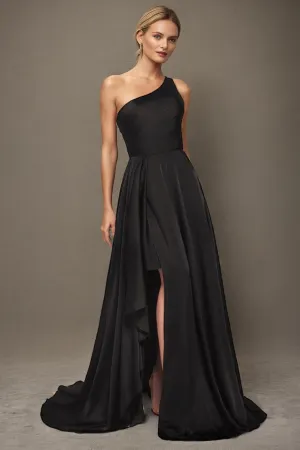 Minimalist Elegant One Shoulder Sleeveless A Line Prom Dress