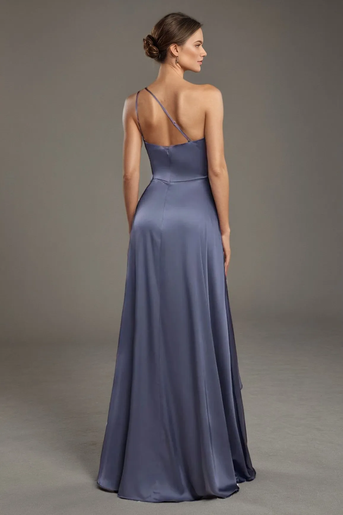 Minimalist Elegant One Shoulder Sleeveless A Line Prom Dress