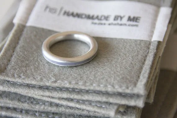 Minimalist Silver Concrete Line Ring