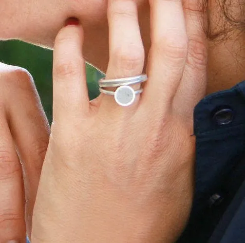 Minimalist Silver Concrete Line Ring