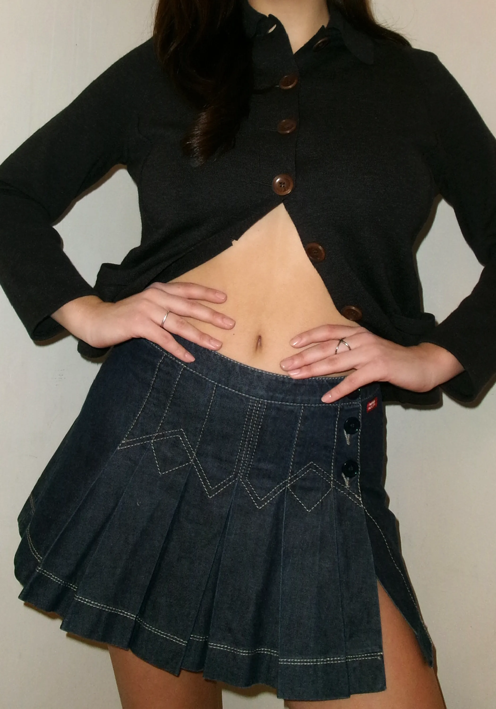 Miss Sixty Denim Pleated Mini Skirt