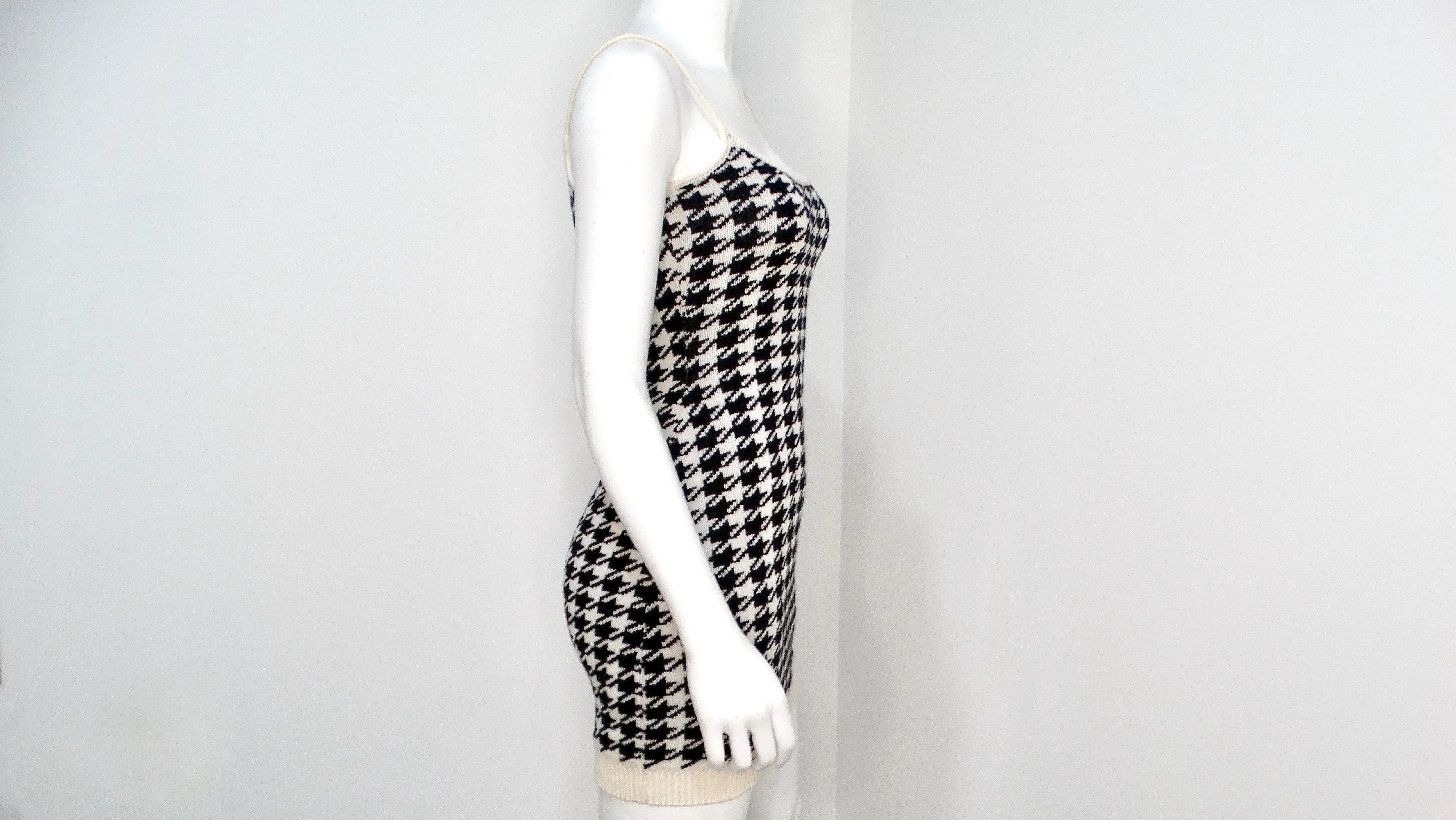 Miu Miu Cashmere Mini Houndstooth Sleeveless Dress