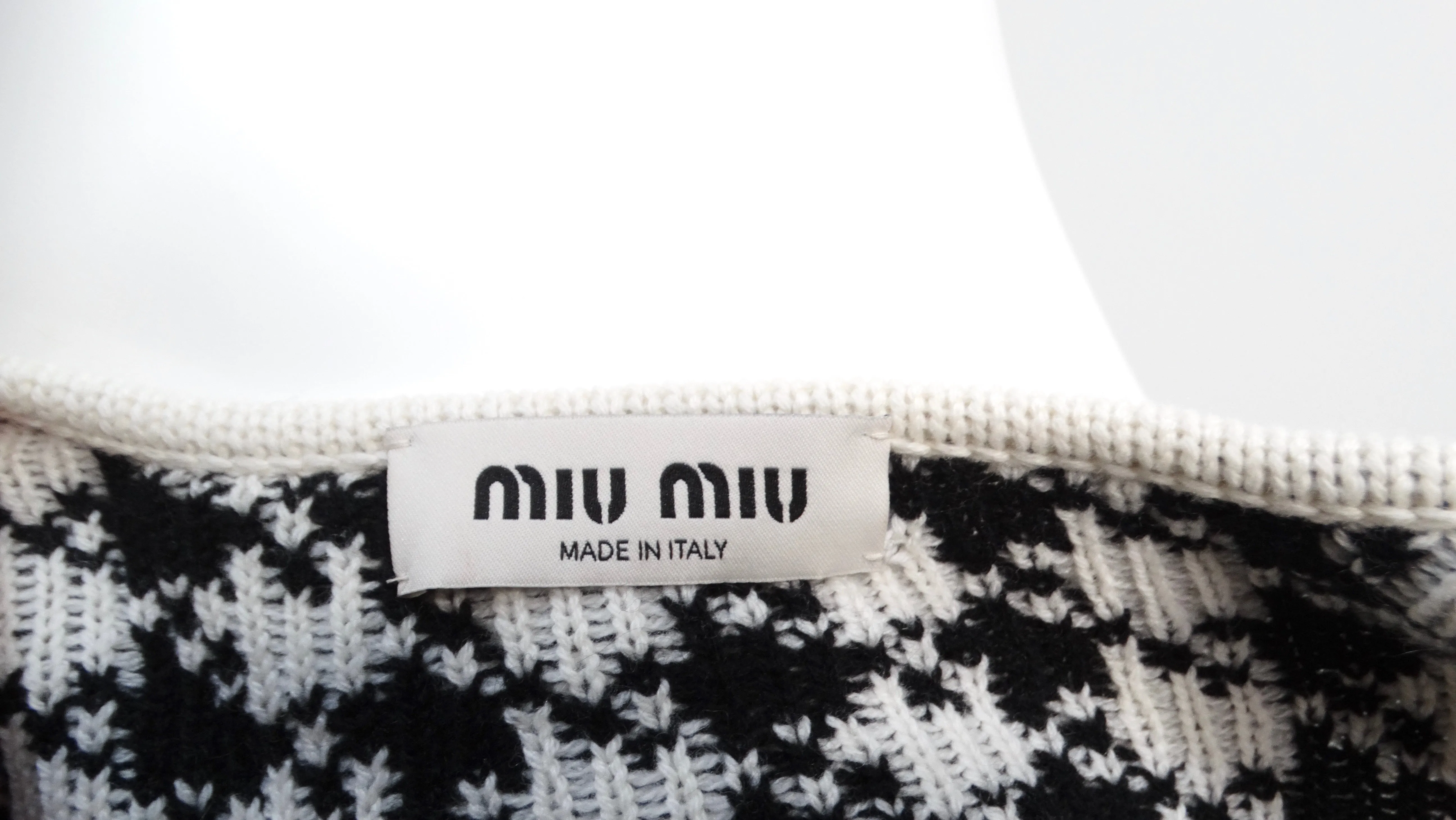 Miu Miu Cashmere Mini Houndstooth Sleeveless Dress