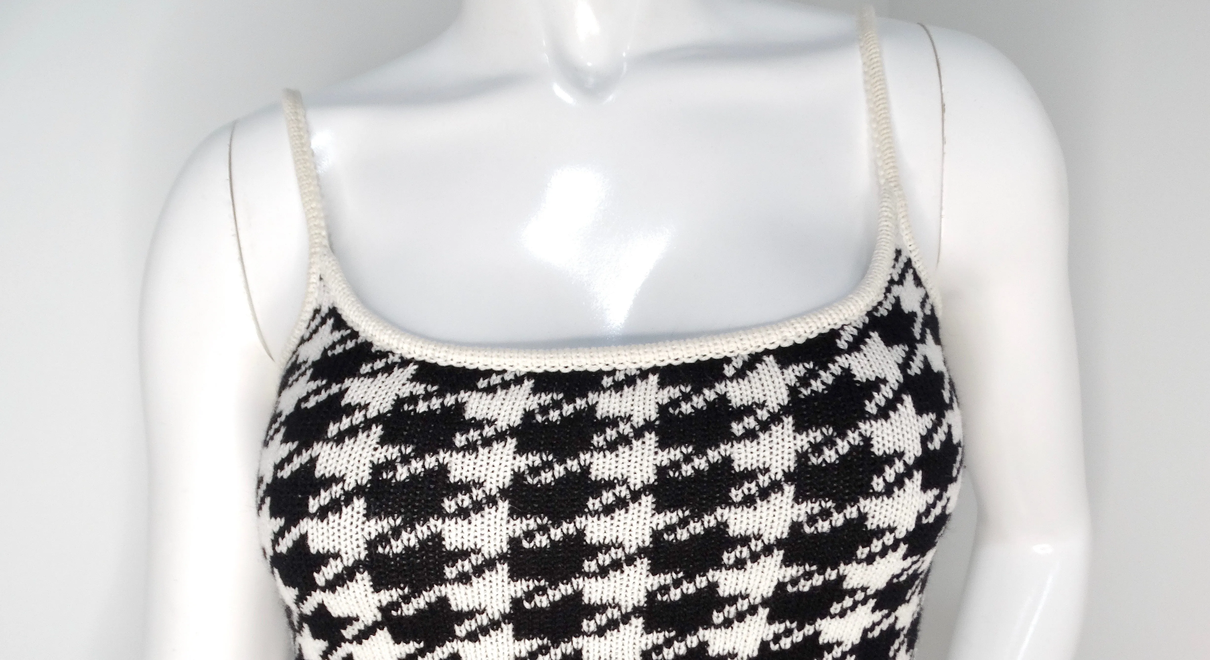 Miu Miu Cashmere Mini Houndstooth Sleeveless Dress