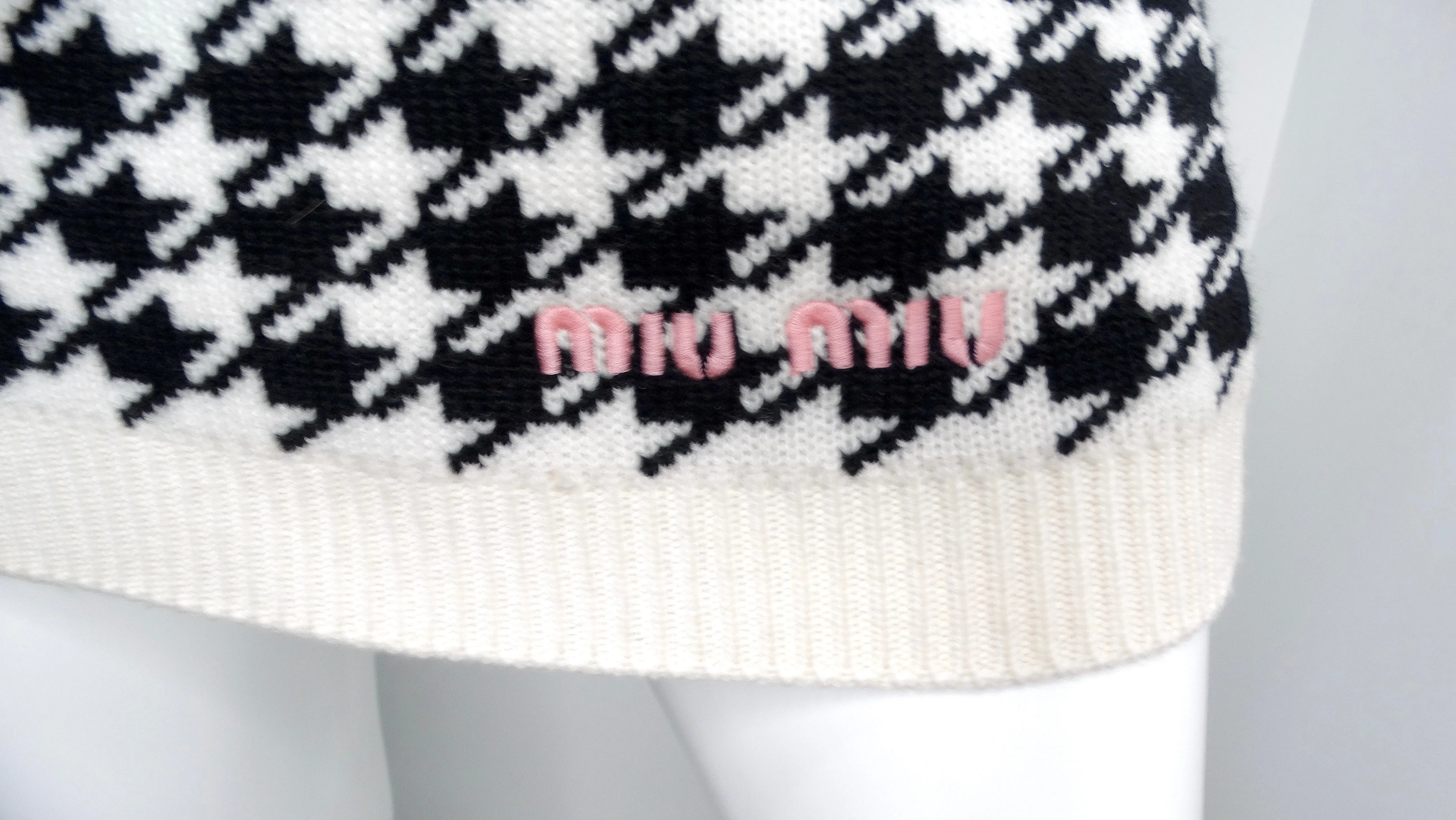 Miu Miu Cashmere Mini Houndstooth Sleeveless Dress