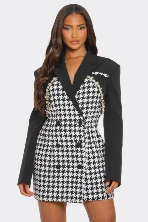 Moment in Style-  Houndstooth Blazer Dress