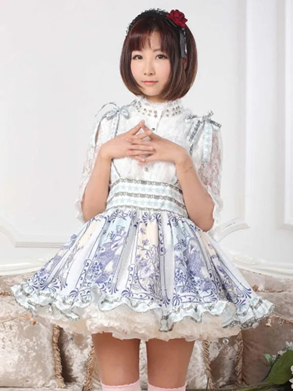 Multicolor Print Hime Polyester Lolita Skirt for Women