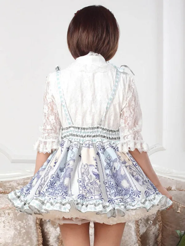 Multicolor Print Hime Polyester Lolita Skirt for Women