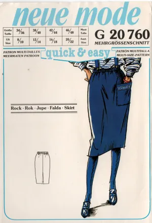 Neue Mode G 20760 Womens EASY Stretch Straight Skirt 1980s Vintage Sewing Pattern Size 10 - 22 UNCUT Factory Folded