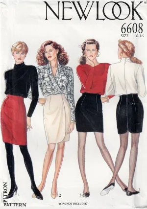 New Look 6608 Womens High Waisted Pencil Skirts 1980s Vintage Sewing Pattern Size 8 - 18 UNCUT Factory Folded