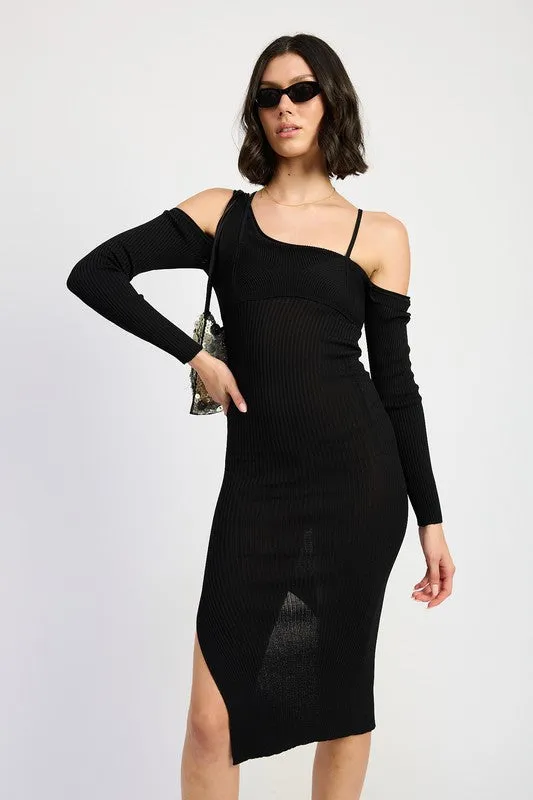 OFF SHOULDER LONG SLEEVE MAXI DRESS