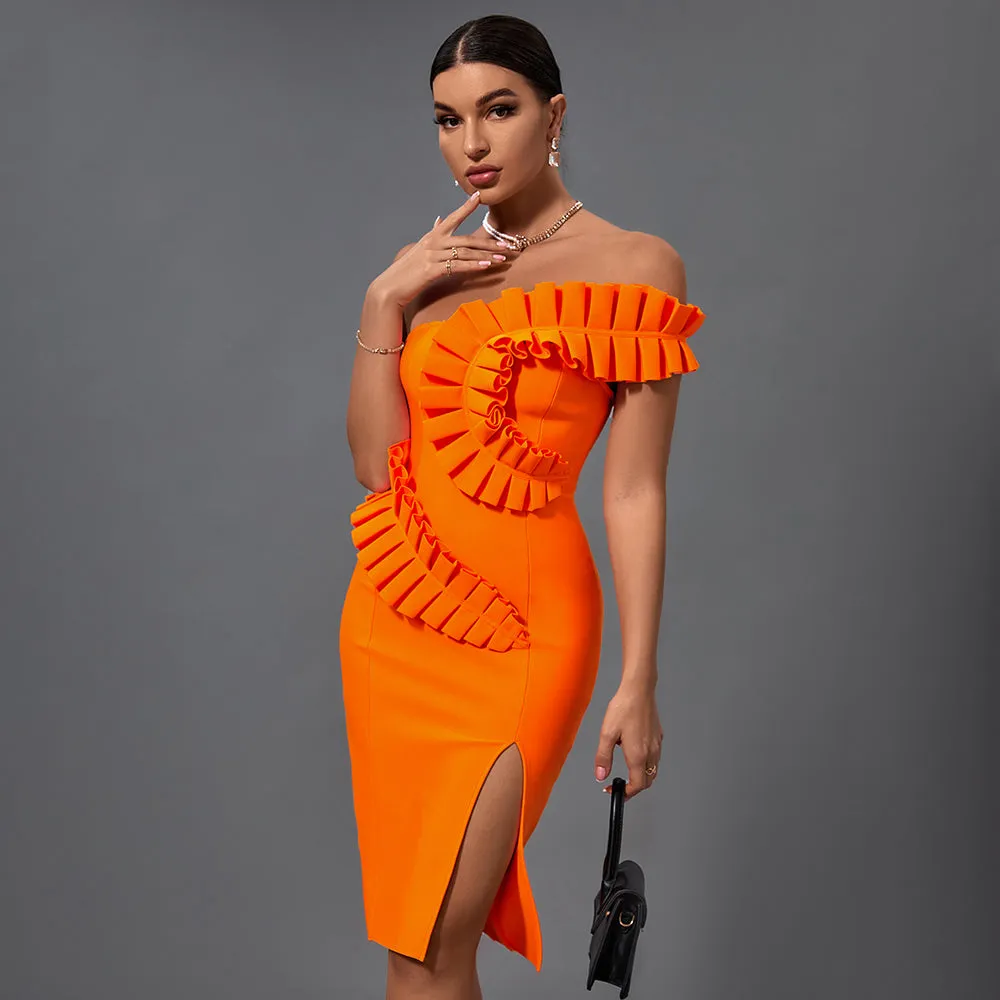 One Shoulder Embellished Bandage Dress