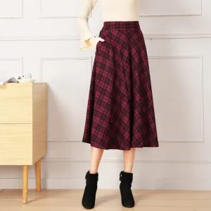Origional Design 2019 Autumn And Winter New Style Plaid Skirt Retro A- line Dress High-waisted Mid-length Casual Plus-sized Skir