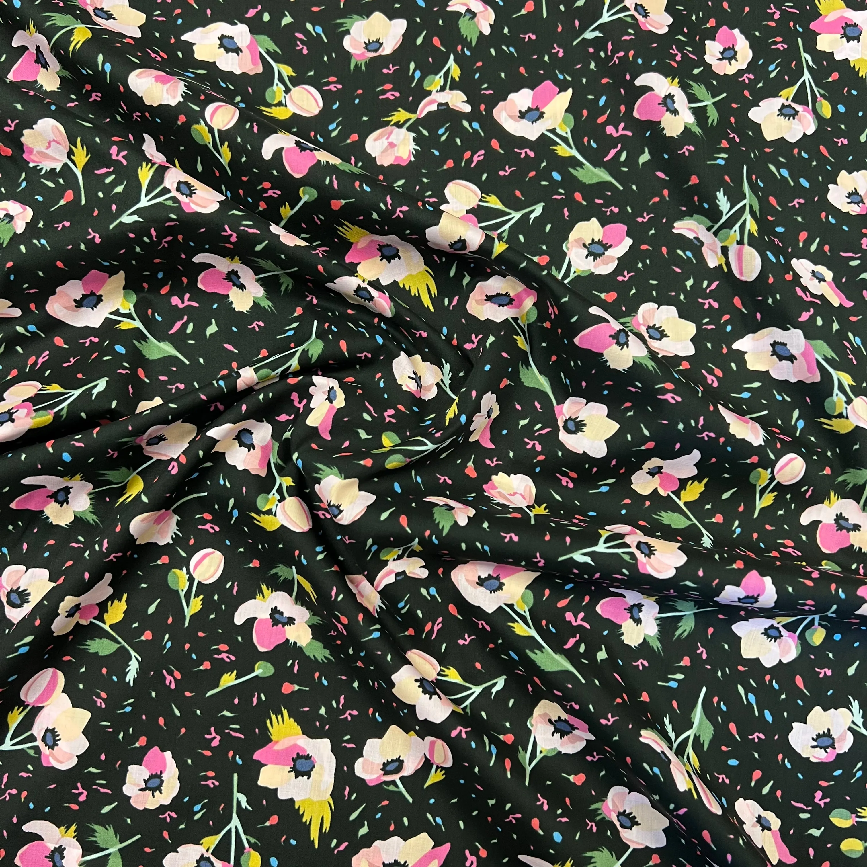 Party Flower | Cotton Lawn | Black