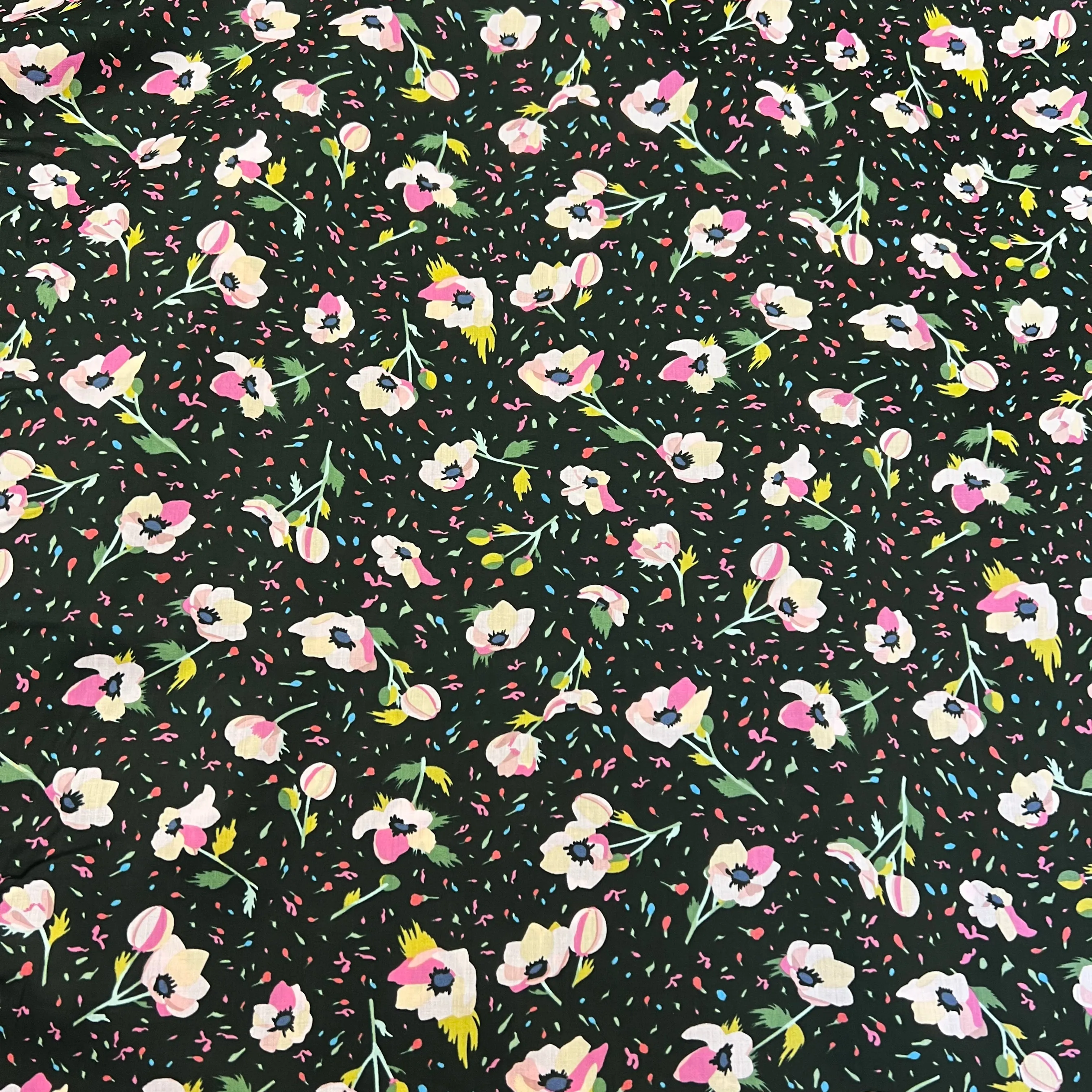 Party Flower | Cotton Lawn | Black