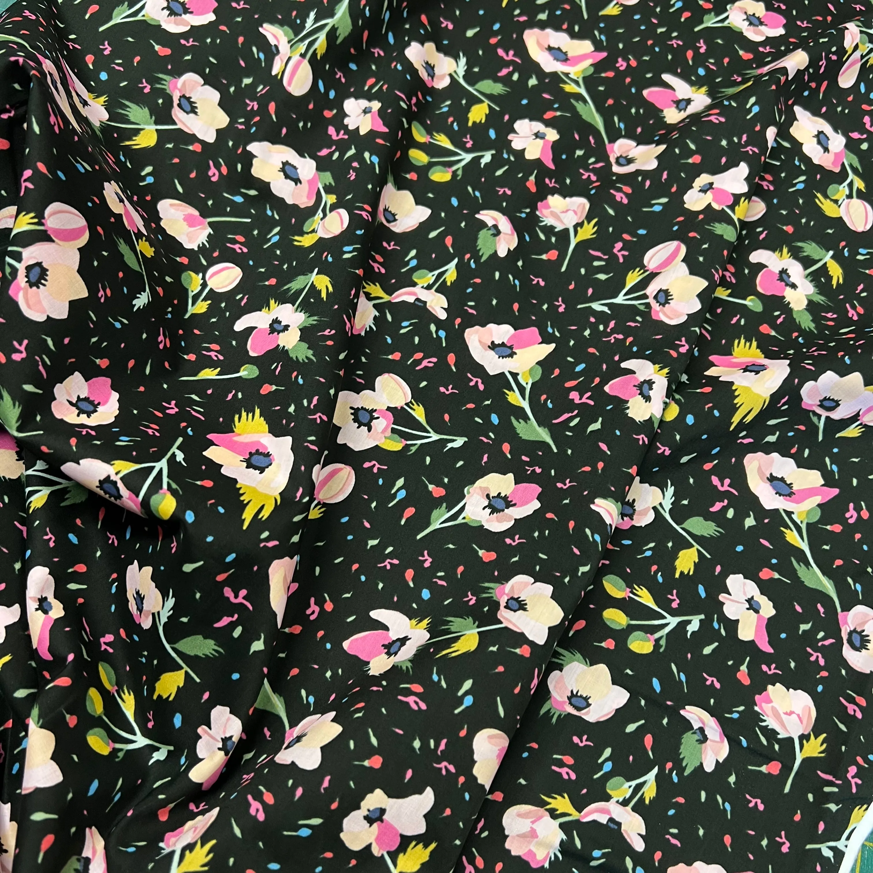 Party Flower | Cotton Lawn | Black