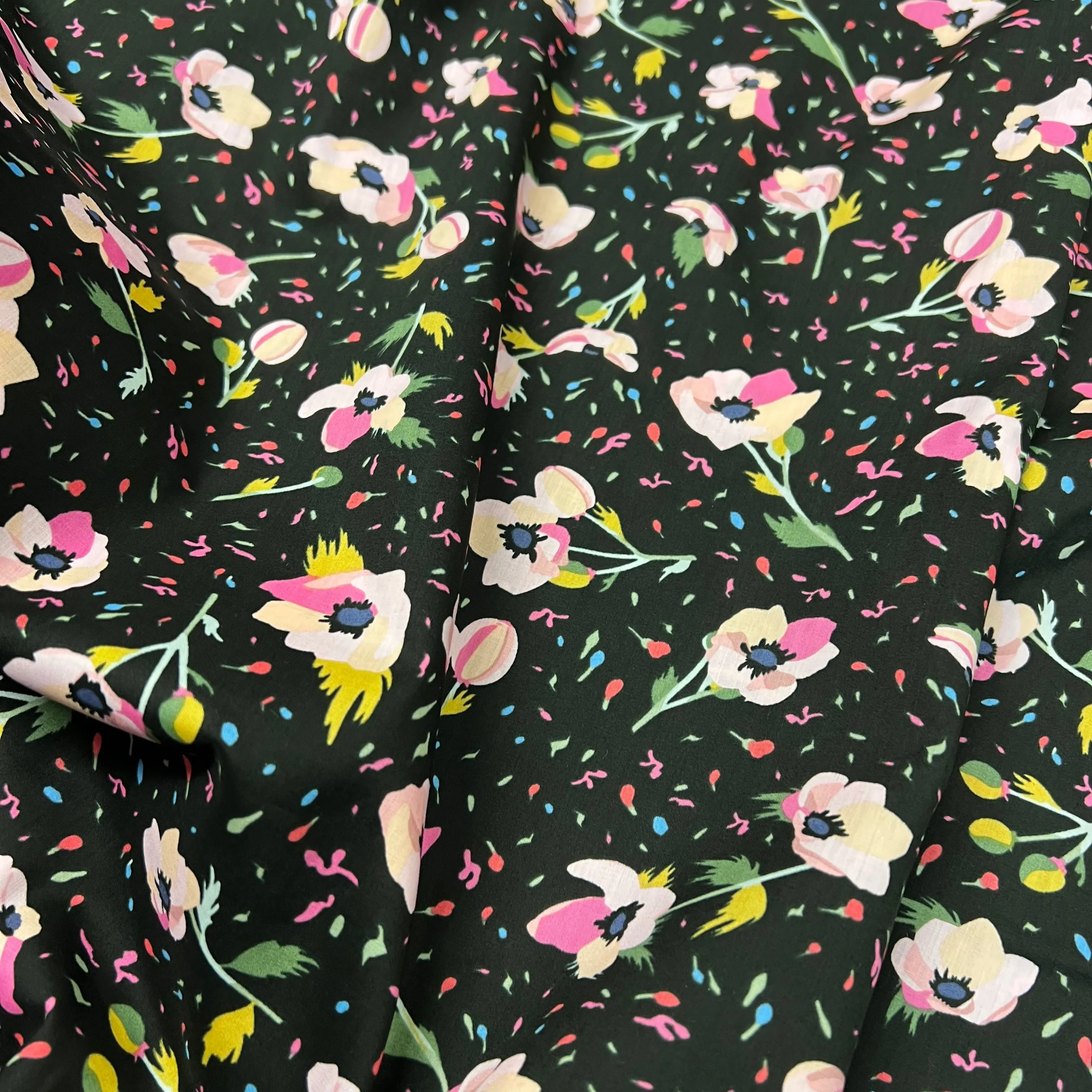 Party Flower | Cotton Lawn | Black