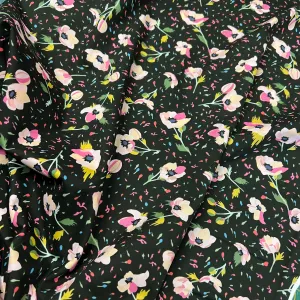 Party Flower | Cotton Lawn | Black