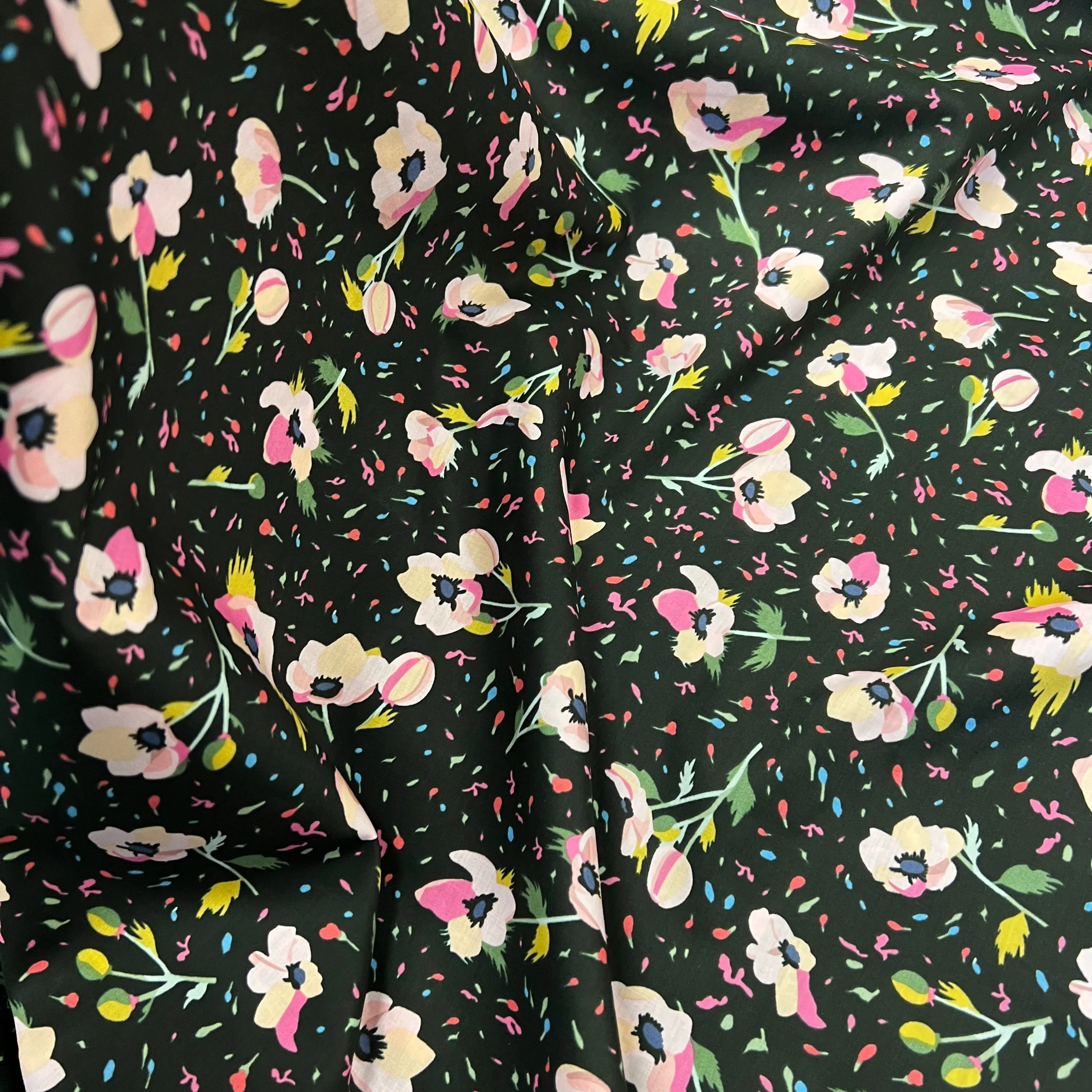 Party Flower | Cotton Lawn | Black