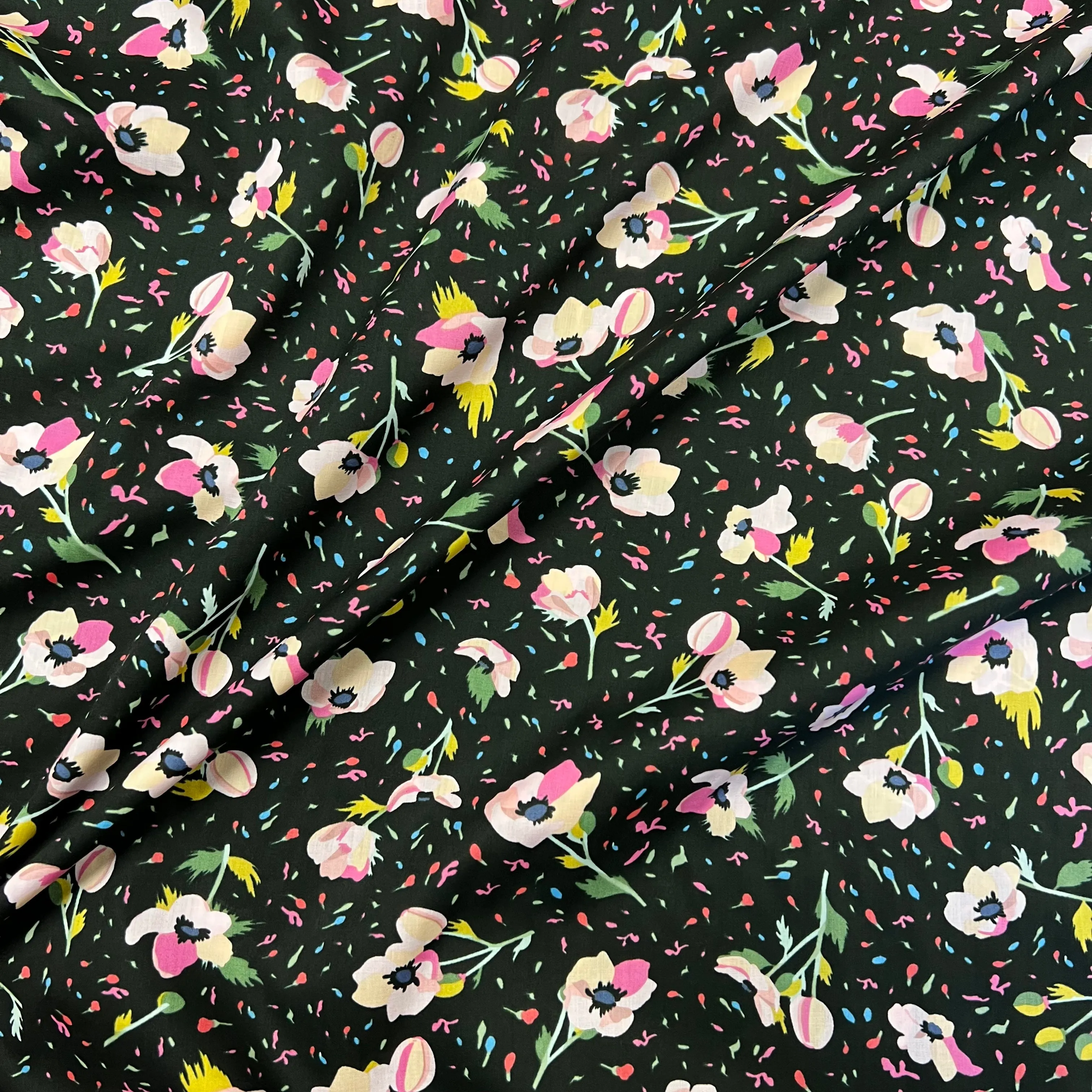 Party Flower | Cotton Lawn | Black