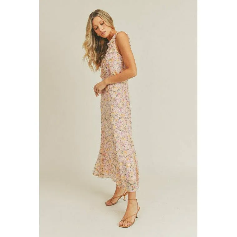 Pink Vanilla Lace Up Front Maxi Dress