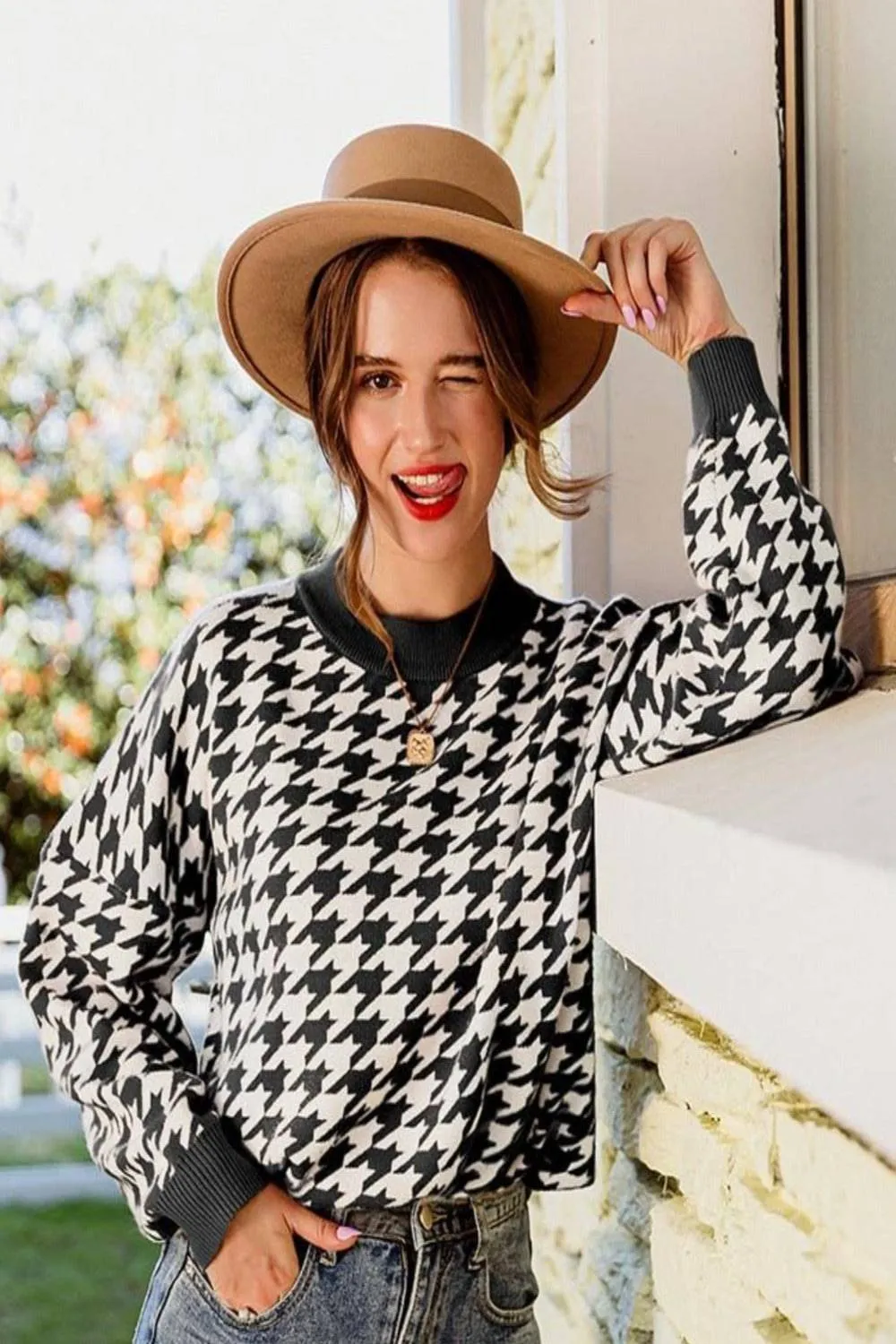 Plaid Knitted Casual Pullover Sweater Top