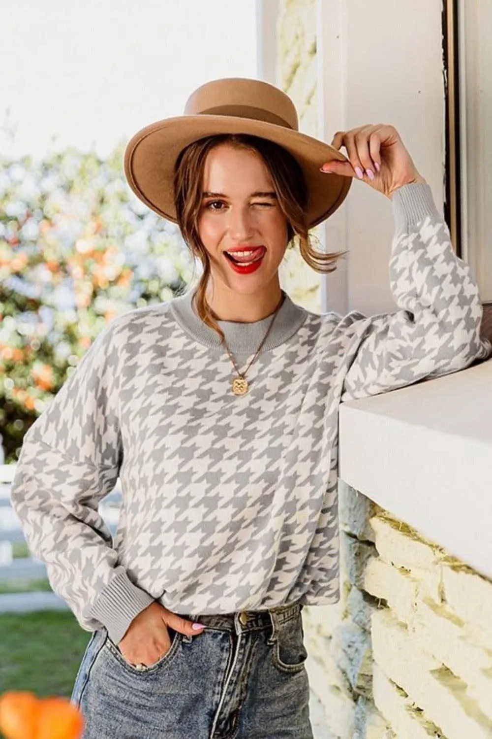 Plaid Knitted Casual Pullover Sweater Top