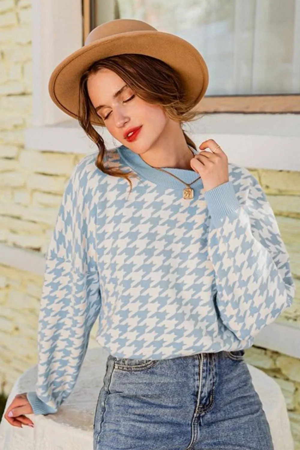 Plaid Knitted Casual Pullover Sweater Top