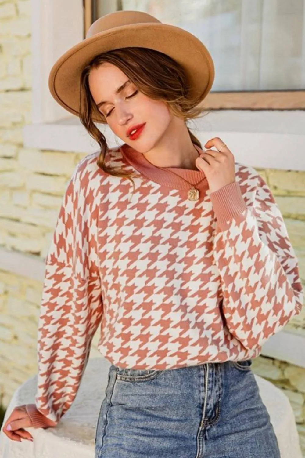 Plaid Knitted Casual Pullover Sweater Top