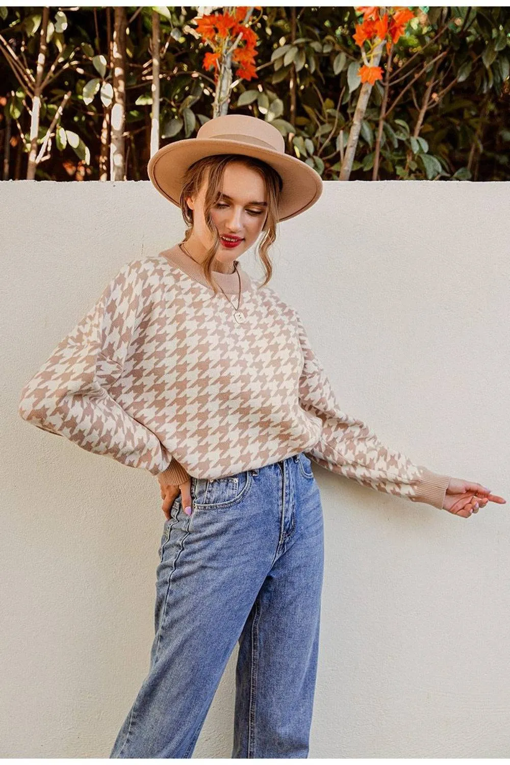 Plaid Knitted Casual Pullover Sweater Top